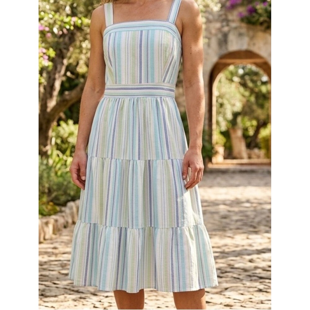 NWT Umgee Striped Pastels Midi Sun Dress 100% Cotton